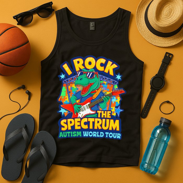 I ROCK THE SPECTRUM Rockin Autism Different Tune World Tank Top