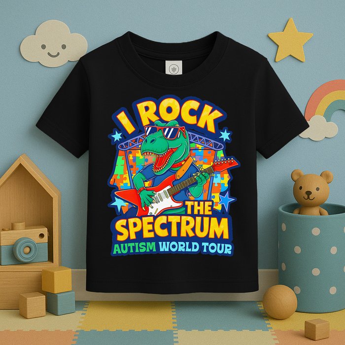 I ROCK THE SPECTRUM Rockin Autism Different Tune World Toddler T-Shirt