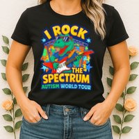 I ROCK THE SPECTRUM Rockin Autism Different Tune World Womens T-Shirt