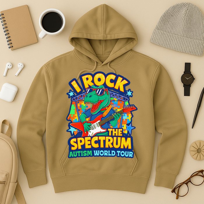 I ROCK THE SPECTRUM Rockin Autism Different Tune World Hoodie