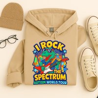 I ROCK THE SPECTRUM Rockin Autism Different Tune World Hoodie