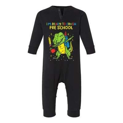 Im Ready To Crush Preschool Dab Trex Dino Pre School Infant Fleece One Piece