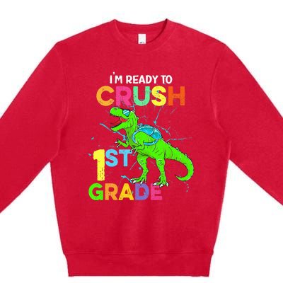 I'm Ready To Crush 1st Grade Dinosaur Back To School Premium Crewneck Sweatshirt