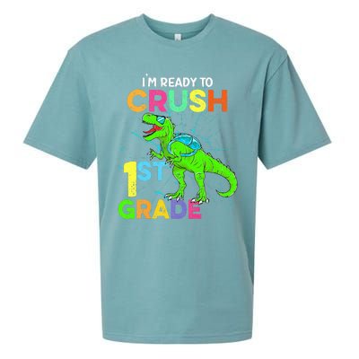 I'm Ready To Crush 1st Grade Dinosaur Back To School Sueded Cloud Jersey T-Shirt