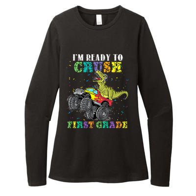 Im Ready To Crush First Grade Monster Truck Dinosaur Womens CVC Long Sleeve Shirt