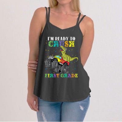 Im Ready To Crush First Grade Monster Truck Dinosaur Women's Strappy Tank