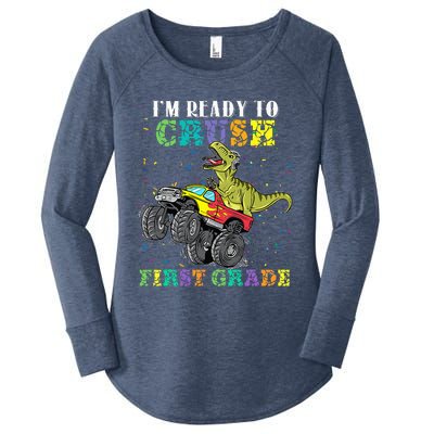 Im Ready To Crush First Grade Monster Truck Dinosaur Women's Perfect Tri Tunic Long Sleeve Shirt