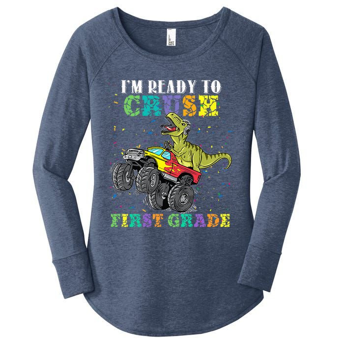 Im Ready To Crush First Grade Monster Truck Dinosaur Women's Perfect Tri Tunic Long Sleeve Shirt