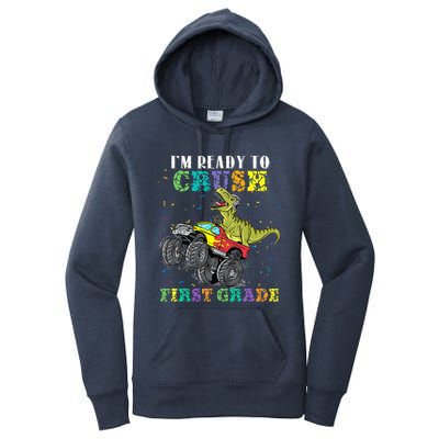 Im Ready To Crush First Grade Monster Truck Dinosaur Women's Pullover Hoodie