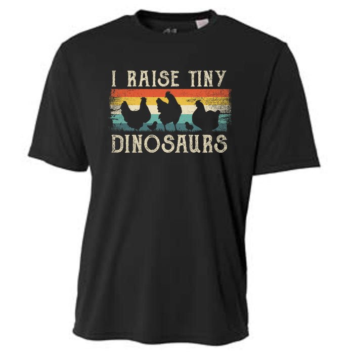 I Raise Tiny Dinosaurs Retro 70s Chicken Silhouette Cooling Performance Crew T-Shirt