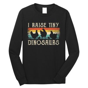 I Raise Tiny Dinosaurs Retro 70s Chicken Silhouette Long Sleeve Shirt