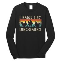 I Raise Tiny Dinosaurs Retro 70s Chicken Silhouette Long Sleeve Shirt