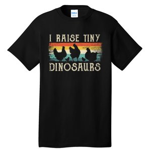 I Raise Tiny Dinosaurs Retro 70s Chicken Silhouette Tall T-Shirt