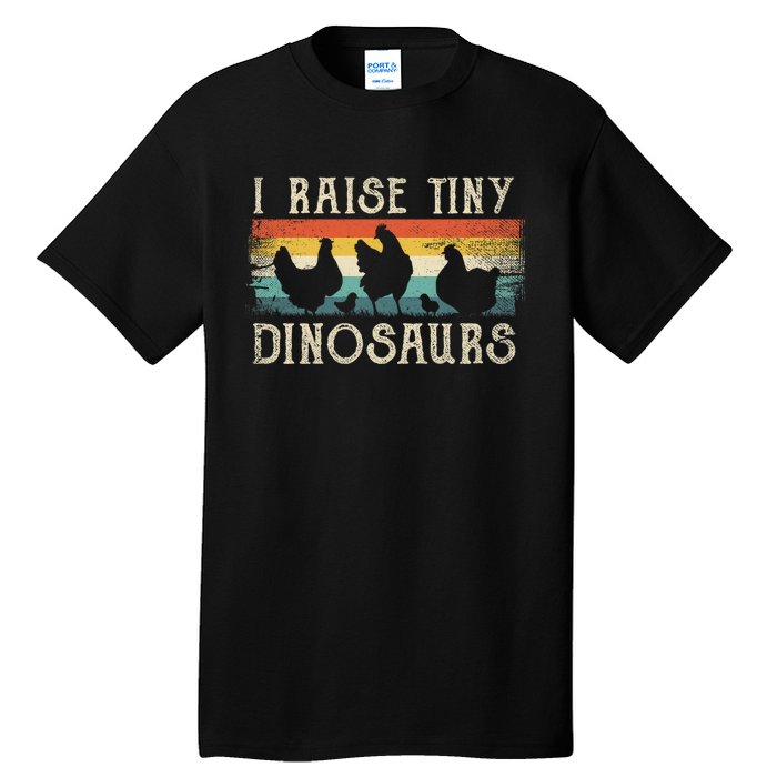 I Raise Tiny Dinosaurs Retro 70s Chicken Silhouette Tall T-Shirt