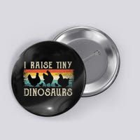 I Raise Tiny Dinosaurs Retro 70s Chicken Silhouette Button