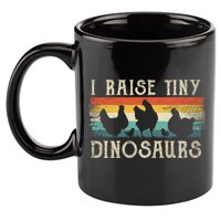 I Raise Tiny Dinosaurs Retro 70s Chicken Silhouette 11oz C Handle Ceramic Mug