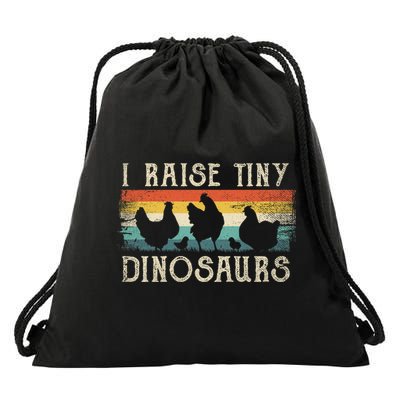 I Raise Tiny Dinosaurs Retro 70s Chicken Silhouette Drawstring Bag