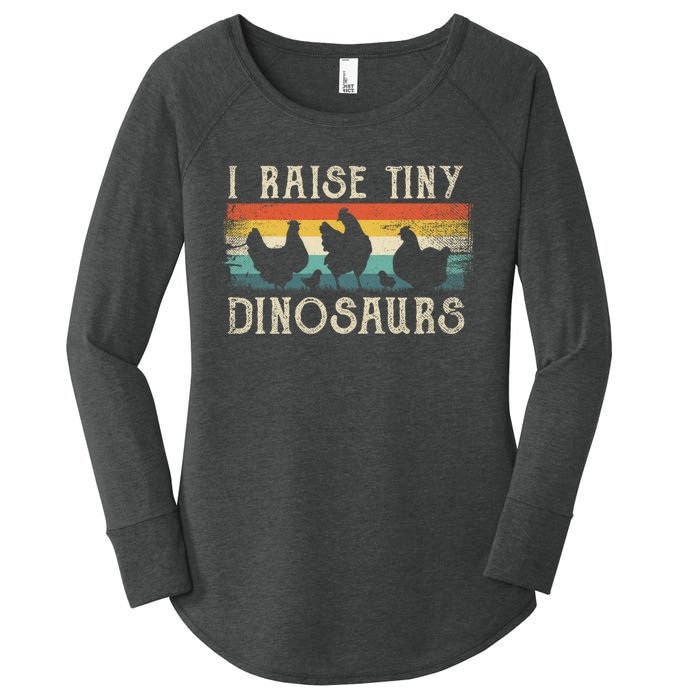 I Raise Tiny Dinosaurs Retro 70s Chicken Silhouette Women's Perfect Tri Tunic Long Sleeve Shirt