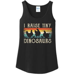 I Raise Tiny Dinosaurs Retro 70s Chicken Silhouette Ladies Essential Tank