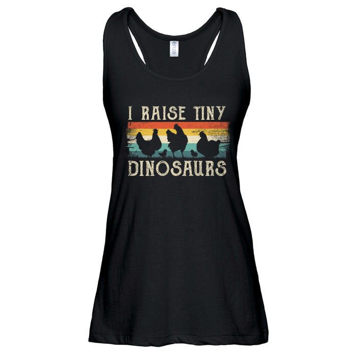 I Raise Tiny Dinosaurs Retro 70s Chicken Silhouette Ladies Essential Flowy Tank