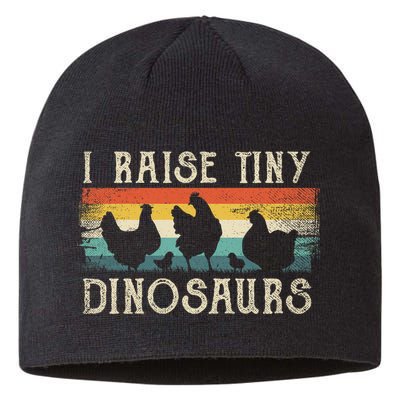 I Raise Tiny Dinosaurs Retro 70s Chicken Silhouette Sustainable Beanie