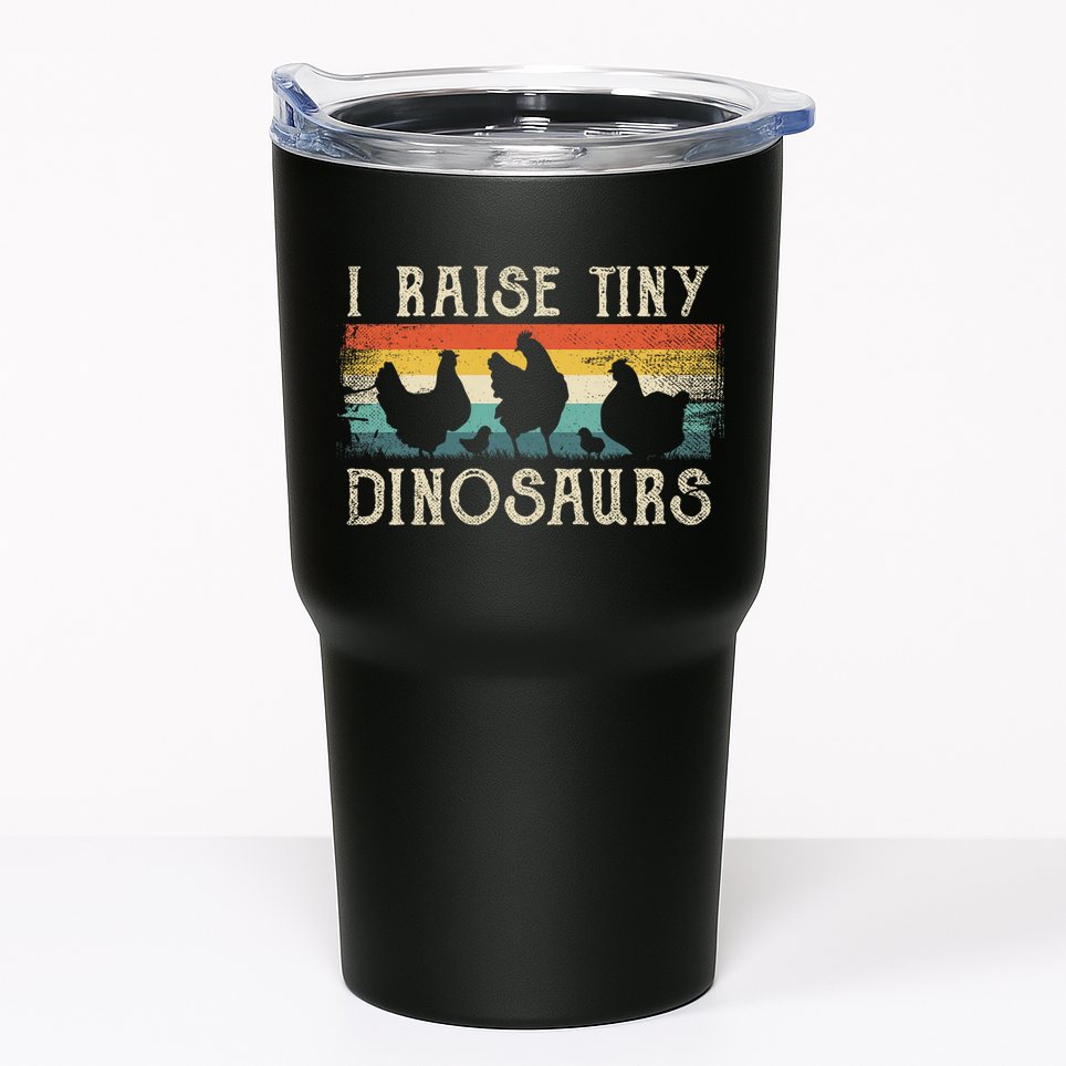 I Raise Tiny Dinosaurs Retro 70s Chicken Silhouette Tumbler