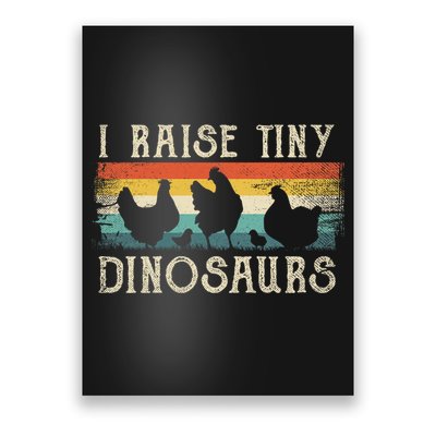 I Raise Tiny Dinosaurs Retro 70s Chicken Silhouette Poster