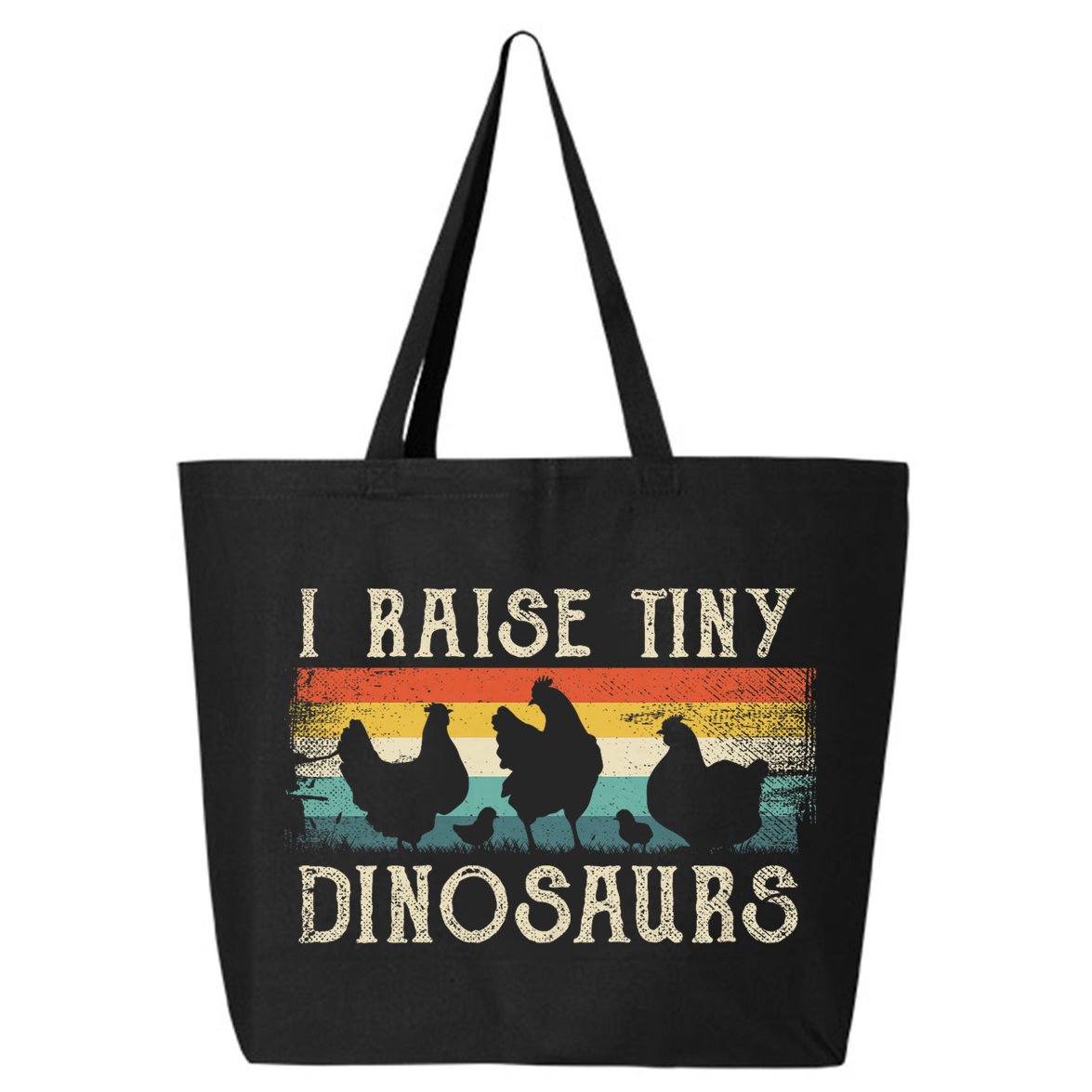 I Raise Tiny Dinosaurs Retro 70s Chicken Silhouette 25L Jumbo Tote