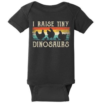 I Raise Tiny Dinosaurs Retro 70s Chicken Silhouette Baby Bodysuit
