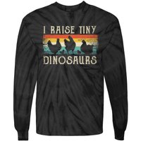 I Raise Tiny Dinosaurs Retro 70s Chicken Silhouette Tie-Dye Long Sleeve Shirt