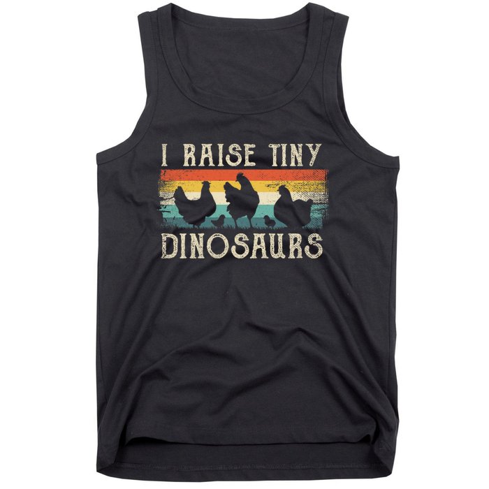 I Raise Tiny Dinosaurs Retro 70s Chicken Silhouette Tank Top