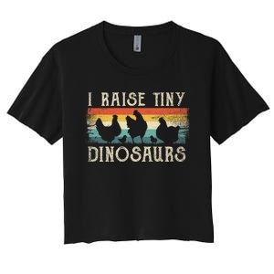 I Raise Tiny Dinosaurs Retro 70s Chicken Silhouette Women's Crop Top Tee