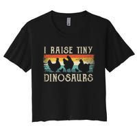 I Raise Tiny Dinosaurs Retro 70s Chicken Silhouette Women's Crop Top Tee