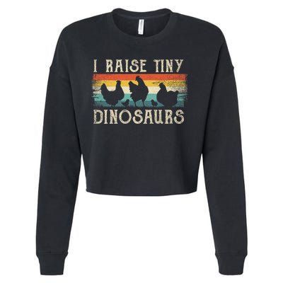 I Raise Tiny Dinosaurs Retro 70s Chicken Silhouette Cropped Pullover Crew
