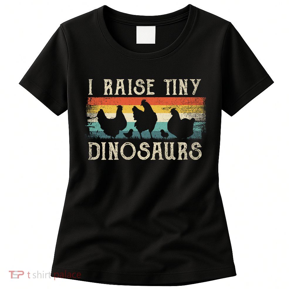 I Raise Tiny Dinosaurs Retro 70s Chicken Silhouette Womens T-Shirt