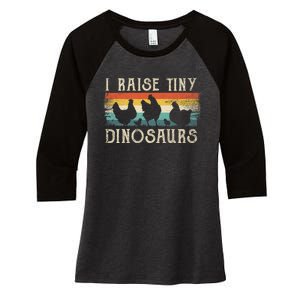 I Raise Tiny Dinosaurs Retro 70s Chicken Silhouette Women's Tri-Blend 3/4-Sleeve Raglan Shirt