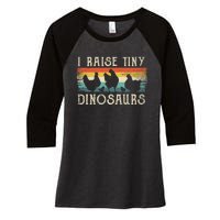 I Raise Tiny Dinosaurs Retro 70s Chicken Silhouette Women's Tri-Blend 3/4-Sleeve Raglan Shirt