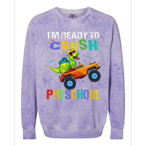 I'm Ready To Crush Preschool Dinosaur First Day of PreK Colorblast Crewneck Sweatshirt