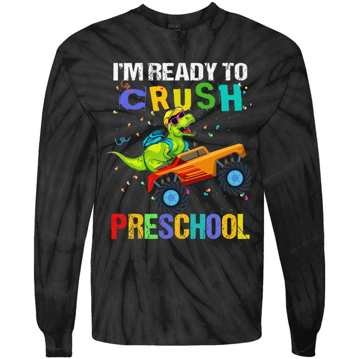 I'm Ready To Crush Preschool Dinosaur First Day of PreK Tie-Dye Long Sleeve Shirt