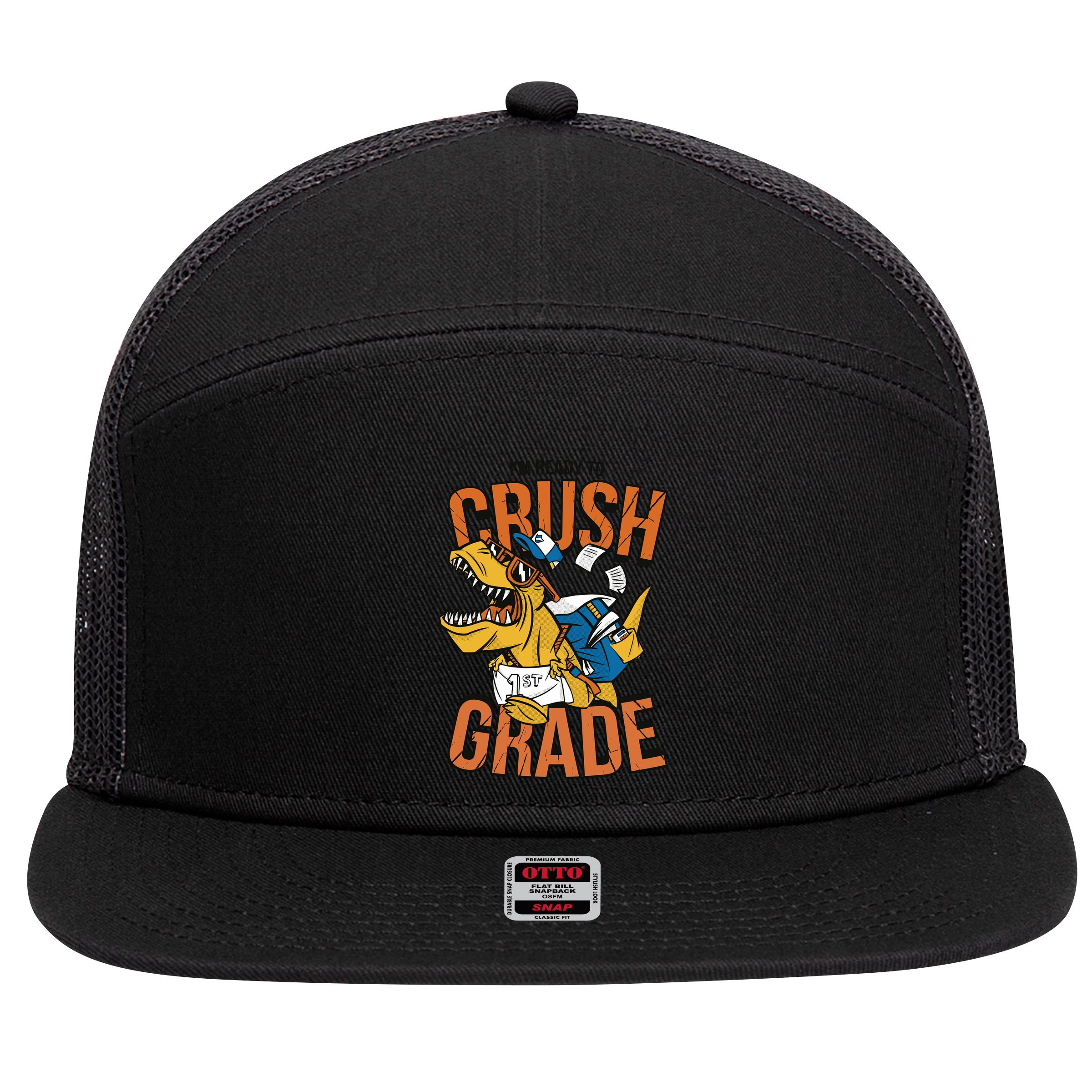 I'm Ready To Crush 1st Grade Dinosaur 7 Panel Mesh Trucker Snapback Hat