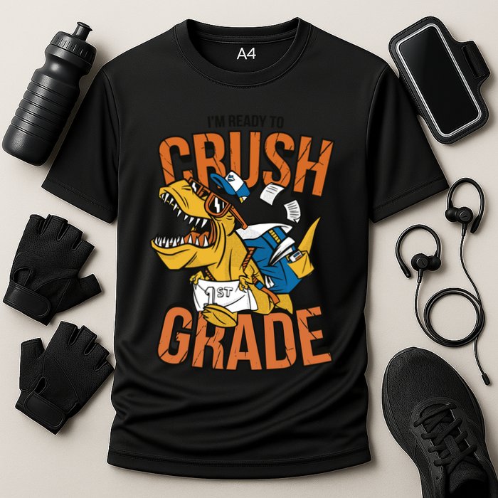 I'm Ready To Crush 1st Grade Dinosaur Cooling Performance Crew T-Shirt