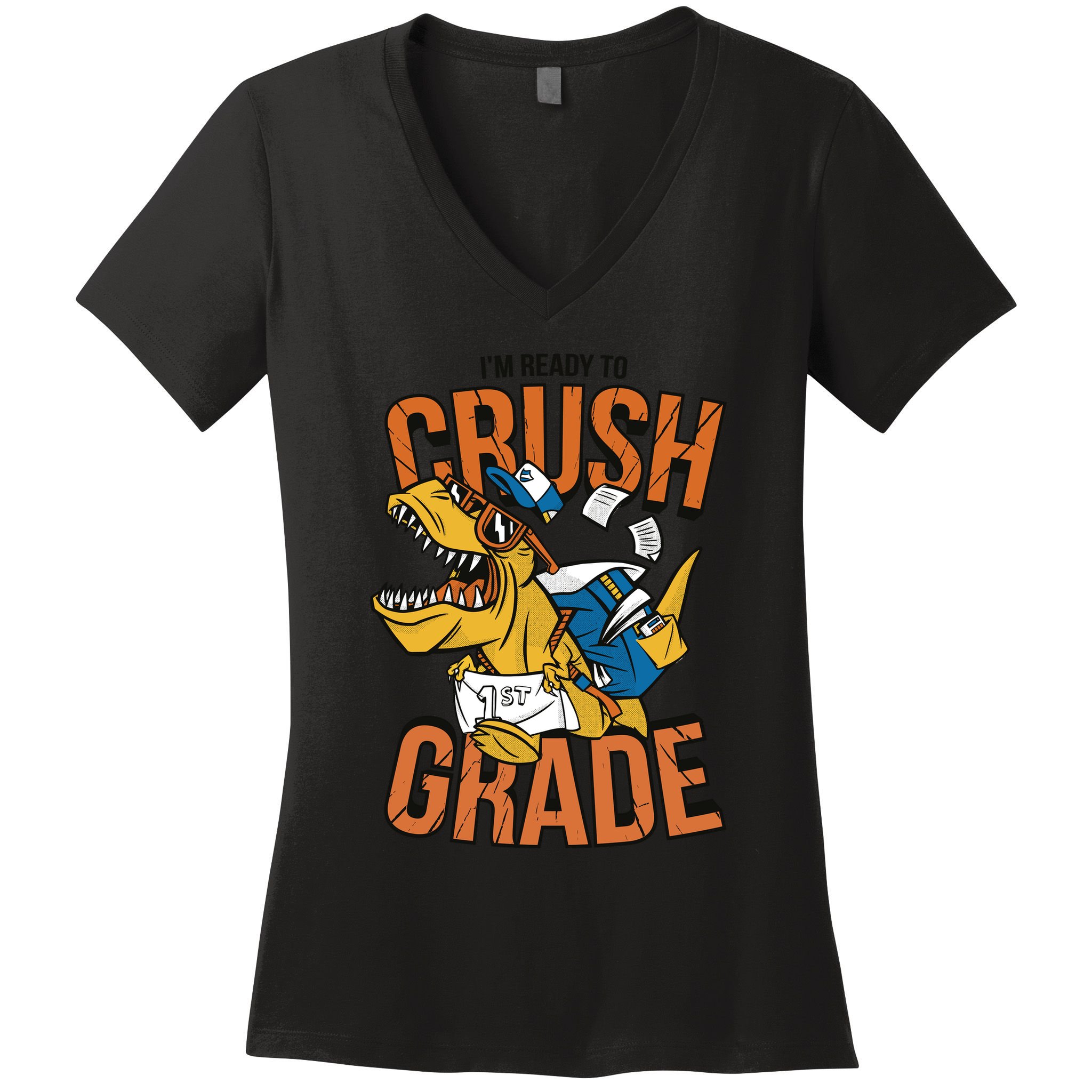 I'm Ready To Crush 1st Grade Dinosaur Women's V-Neck T-Shirt
