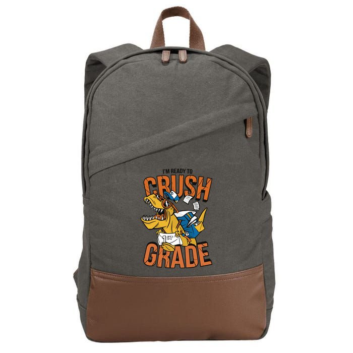 I'm Ready To Crush 1st Grade Dinosaur Cotton Canvas Backpack