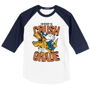 I'm Ready To Crush 1st Grade Dinosaur Baseball Sleeve Shirt