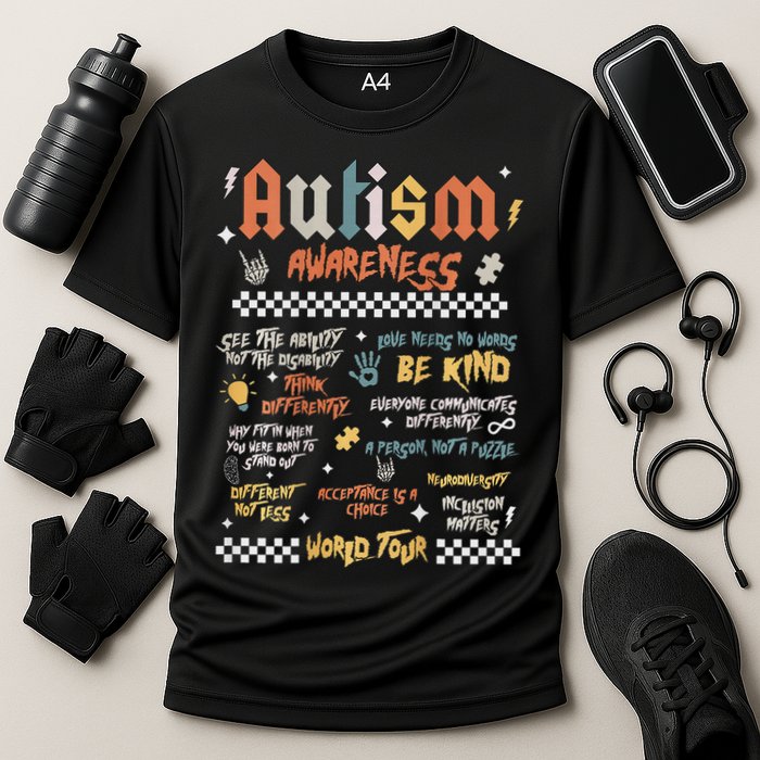 I Rock The Spectrum Autism World Autism Awareness Cooling Performance Crew T-Shirt