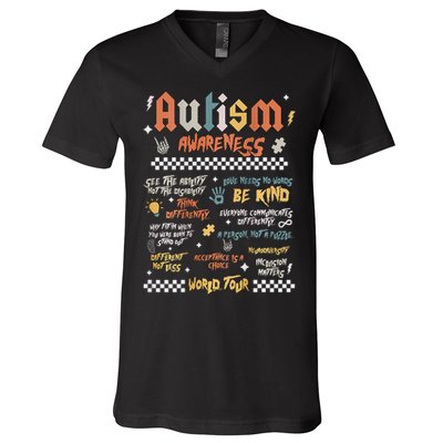 I Rock The Spectrum Autism World Autism Awareness V-Neck T-Shirt