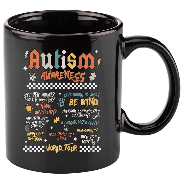 I Rock The Spectrum Autism World Autism Awareness 11oz C Handle Ceramic Mug