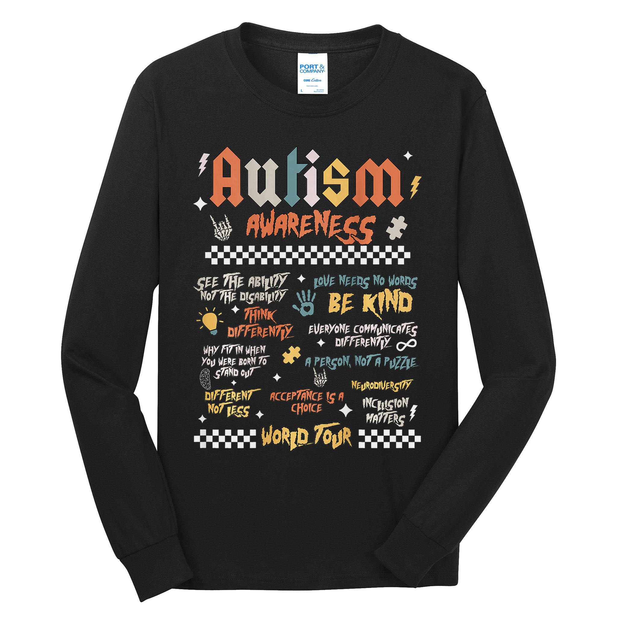 I Rock The Spectrum Autism World Autism Awareness Tall Long Sleeve T-Shirt