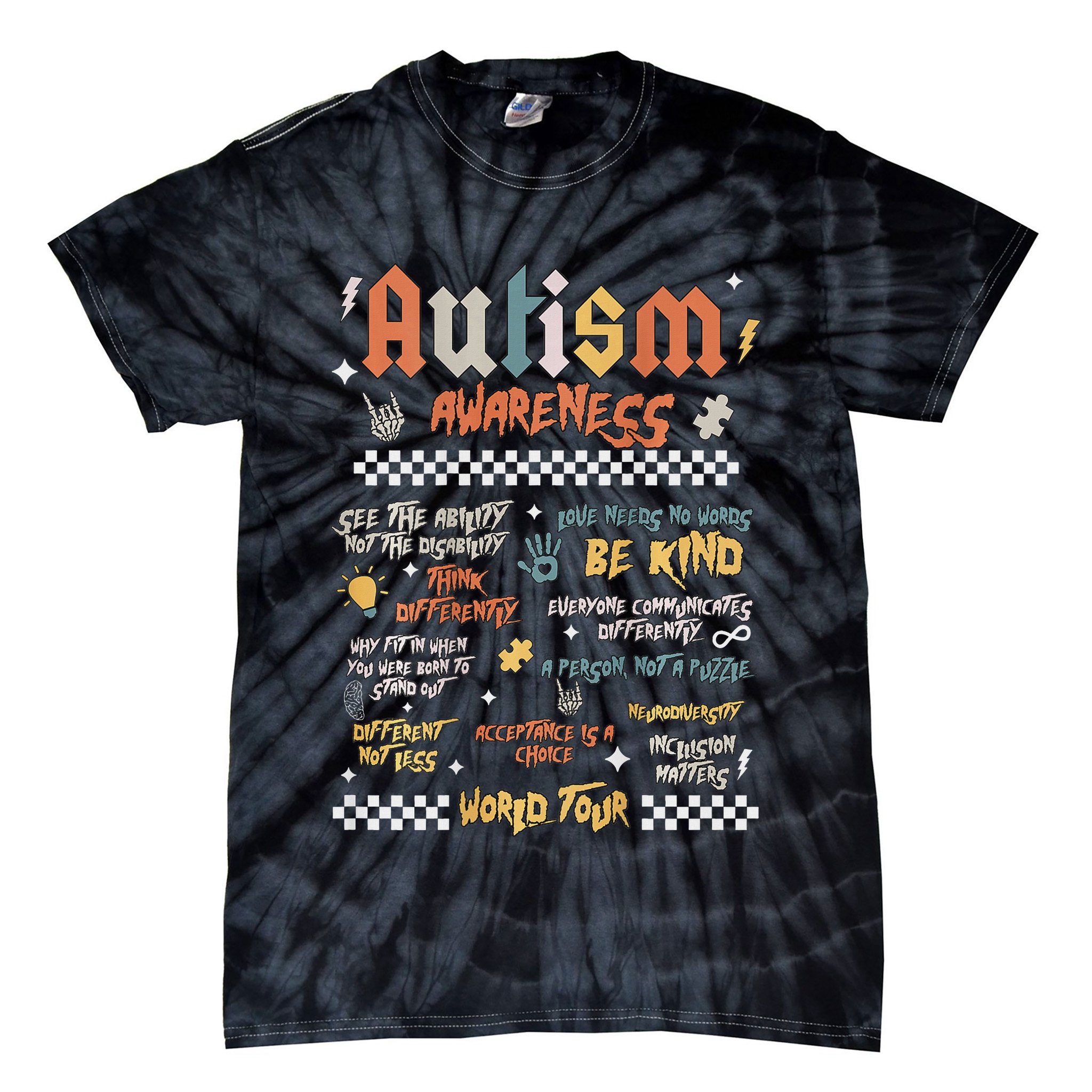 I Rock The Spectrum Autism World Autism Awareness Tie-Dye T-Shirt
