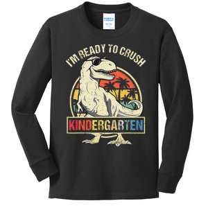 I'm Ready To Crush Kindergarten Dinosaur Back To School Kids Long Sleeve Shirt